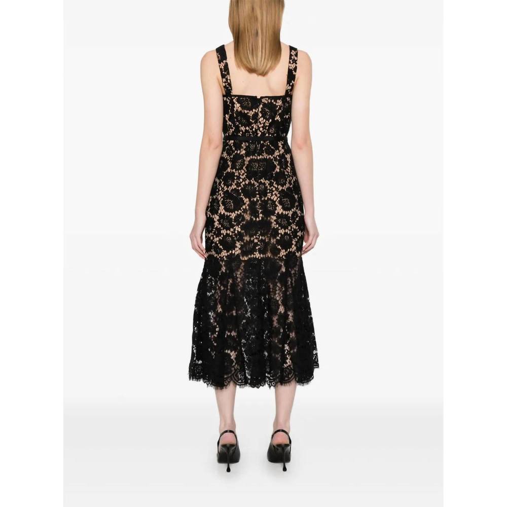 NEW SELF-PORTRAIT fine lace midi dress in black - Picture 5 of 5